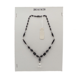 Vintage Czech link necklace black AB hematite glass beads 