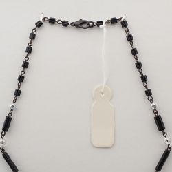Vintage Czech link necklace black AB hematite glass beads 