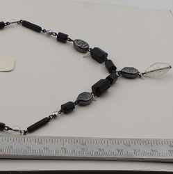 Vintage Czech link necklace black AB hematite glass beads 