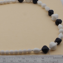 Vintage Czech necklace white blue round oval bicone glass beads 