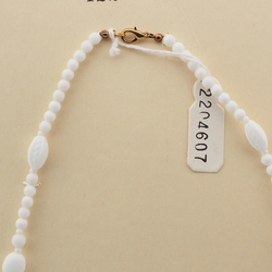 Vintage Czech necklace white round oval glass beads 18"