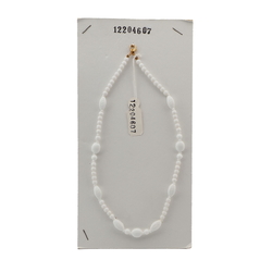 Vintage Czech necklace white round oval glass beads  
