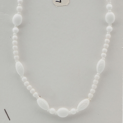 Vintage Czech necklace white round oval glass beads  