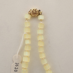 Vintage Czech necklace yellow satin atlas topaz glass beads  