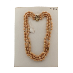 Vintage Czech 3 strand necklace beige oval nugget glass beads  