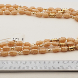 Vintage Czech 3 strand necklace beige oval nugget glass beads  