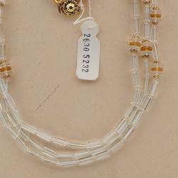 Vintage Czech 2 strand necklace crystal topaz pentagon rondelle glass beads  