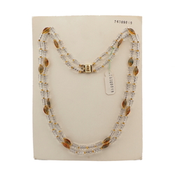 Vintage Czech 2 strand necklace crystal topaz glass beads  