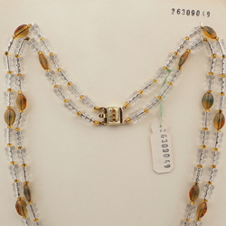 Vintage Czech 2 strand necklace crystal topaz glass beads  