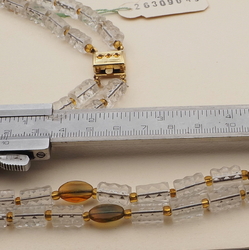 Vintage Czech 2 strand necklace crystal topaz glass beads  