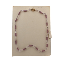 Vintage Czech necklace crystal pentagon purple opaline glass beads  
