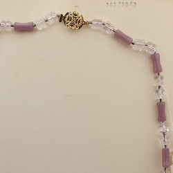 Vintage Czech necklace crystal pentagon purple opaline glass beads  