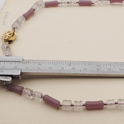 Vintage Czech necklace crystal pentagon purple opaline glass beads  