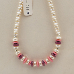 Vintage Czech necklace pearl pink purple glass plastic beads 