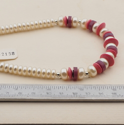 Vintage Czech necklace pearl pink purple glass plastic beads 