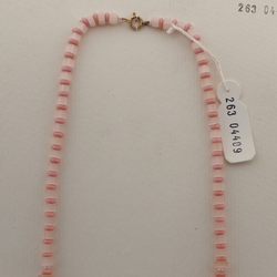 Vintage Czech necklace pink satin atlas clear rondelle glass beads 