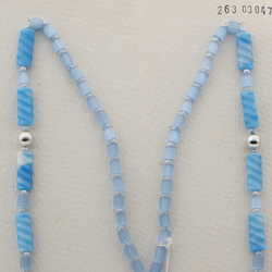 Vintage Czech necklace blue satin atlas spiral rectangle glass beads