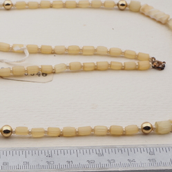 Vintage Czech necklace topaz satin atlas spiral rectangle glass beads