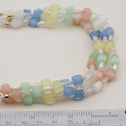 Vintage Czech 1 to 4 strand necklace satin atlas AB glass beads 