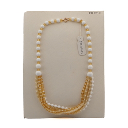 Vintage Czech 1 to 5 strand necklace satin atlas topaz white glass beads 