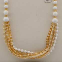 Vintage Czech 1 to 5 strand necklace satin atlas topaz white glass beads 