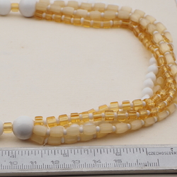 Vintage Czech 1 to 5 strand necklace satin atlas topaz white glass beads 