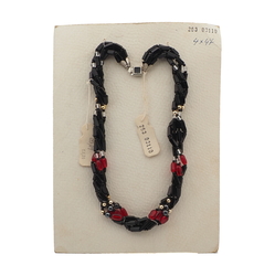 Vintage Czech 4 strand necklace clear black red hematite glass beads 