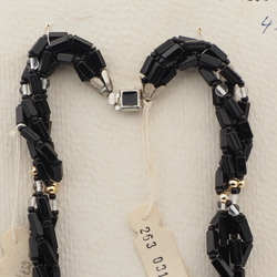 Vintage Czech 4 strand necklace clear black red hematite glass beads 