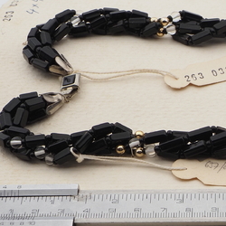 Vintage Czech 4 strand necklace clear black red hematite glass beads 