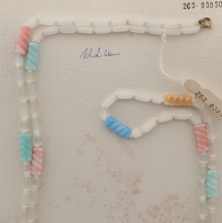 Vintage Czech necklace satin atlas pastel spiral glass beads 48"