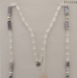 Vintage Czech necklace satin atlas grey spiral glass beads 30"