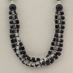 Vintage Czech 1 to 5 strand necklace clear black glass beads 
