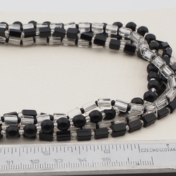 Vintage Czech 1 to 5 strand necklace clear black glass beads 