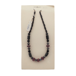 Vintage Czech necklace black hematite purple glass beads 