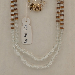 Vintage Czech 2 strand necklace clear topaz vitrail glass beads 