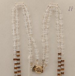 Vintage Czech 2 strand necklace clear topaz vitrail glass beads 