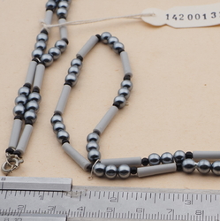 Vintage Czech necklace metallic round glass bugle plastic beads 