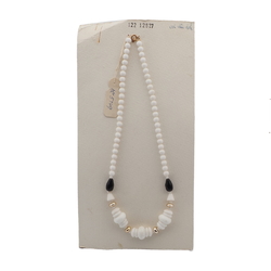 Vintage Czech necklace black white glass beads