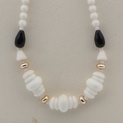 Vintage Czech necklace black white glass beads