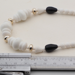 Vintage Czech necklace black white glass beads