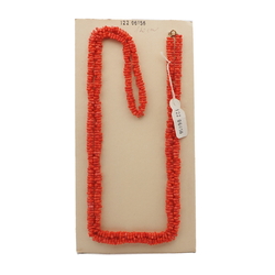 Vintage Czech necklace red coral effect glass beads 47"