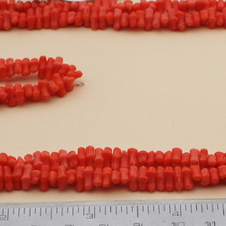 Vintage Czech necklace red coral effect glass beads 47"