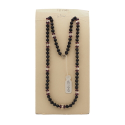 Vintage Czech necklace black clear glass beads 
