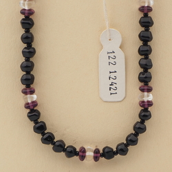 Vintage Czech necklace black clear glass beads 