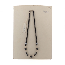 Vintage Czech necklace black clear frost metallic glass beads 