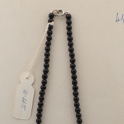 Vintage Czech necklace black clear frost metallic glass beads 