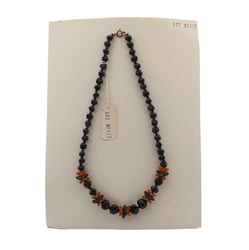 Vintage Czech necklace black topaz glass beads 
