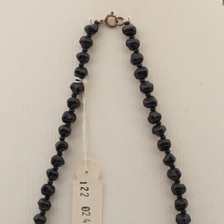 Vintage Czech necklace black topaz glass beads 