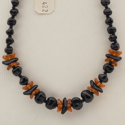 Vintage Czech necklace black topaz glass beads 