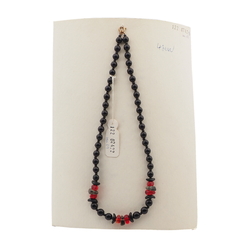 Vintage Czech necklace black smoky red glass beads 17"